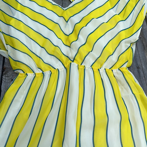 EUC Jealous Tomato Yellow, Cream and Navy Striped Dress - Picture 5 of 16